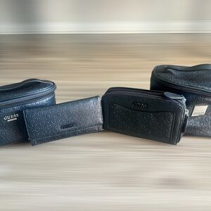 GUESS Embossed Black Toiletry Bag Set